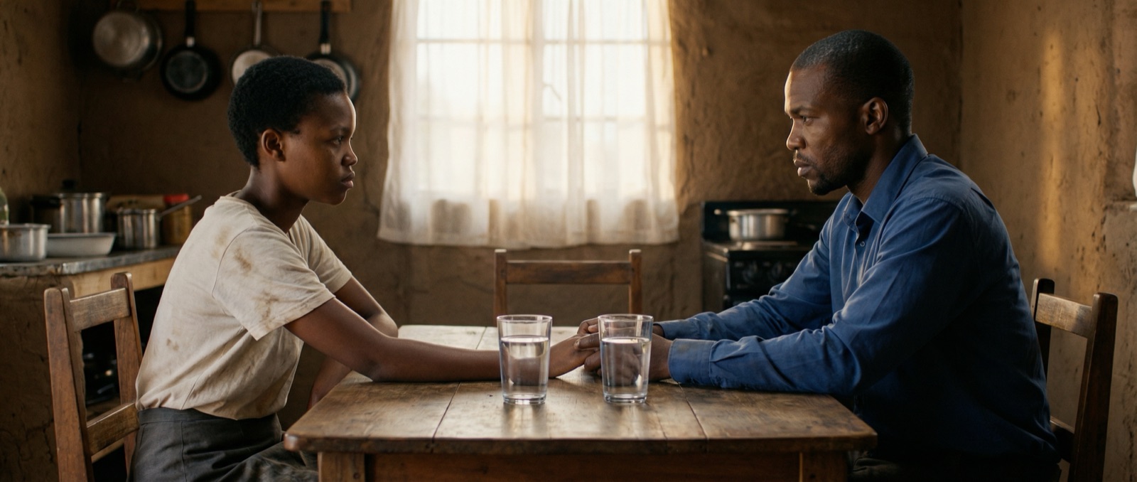 SC14 — Neo + Kabelo, two cups, empty chair